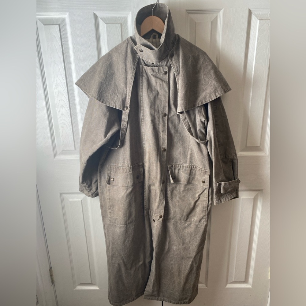 Men's Gray Trench Coat with Cape Collar